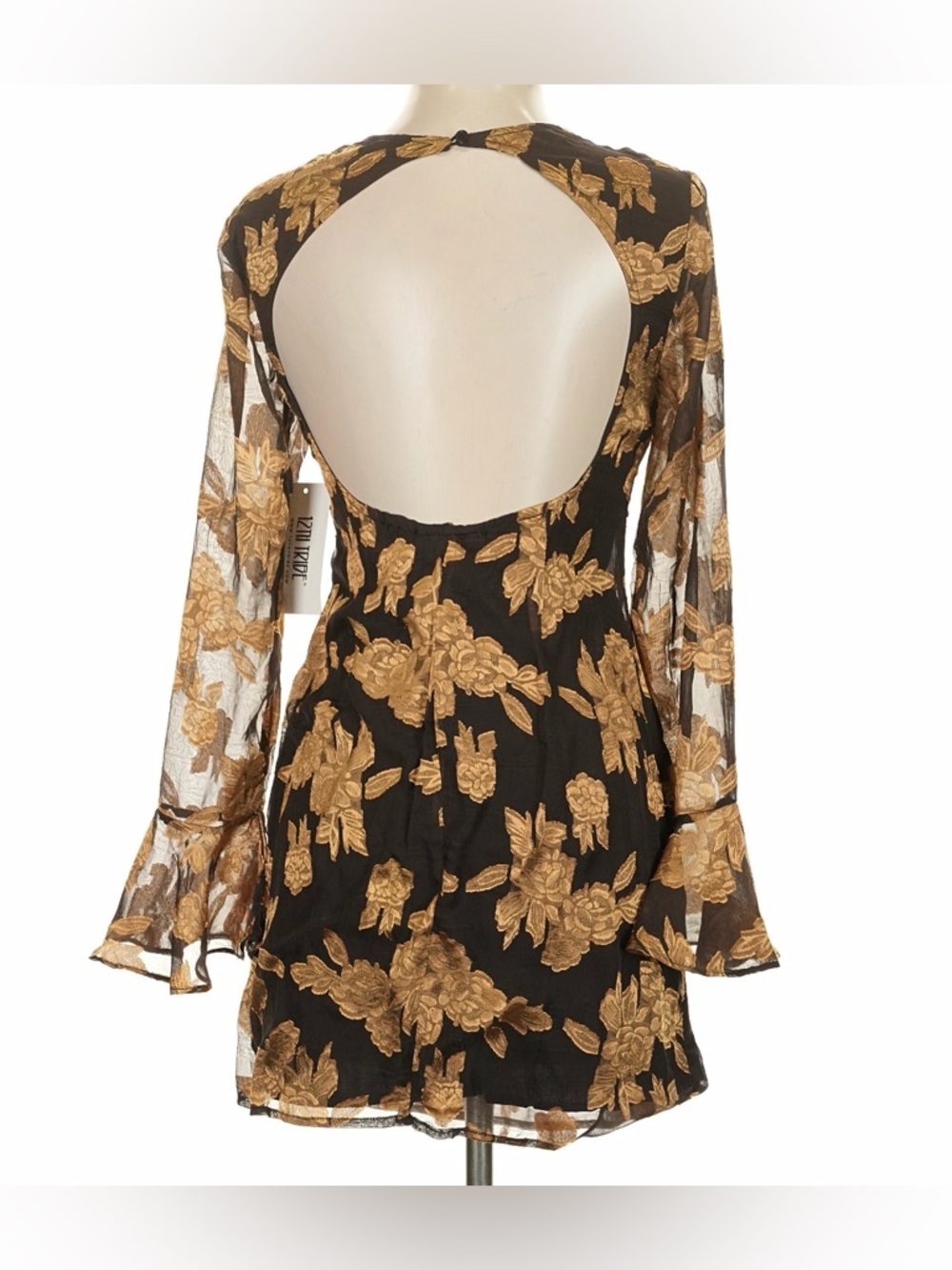 12th Tribe Marissa Gold and Black Floral Mini Dress Size XS - Picture 8 of 10